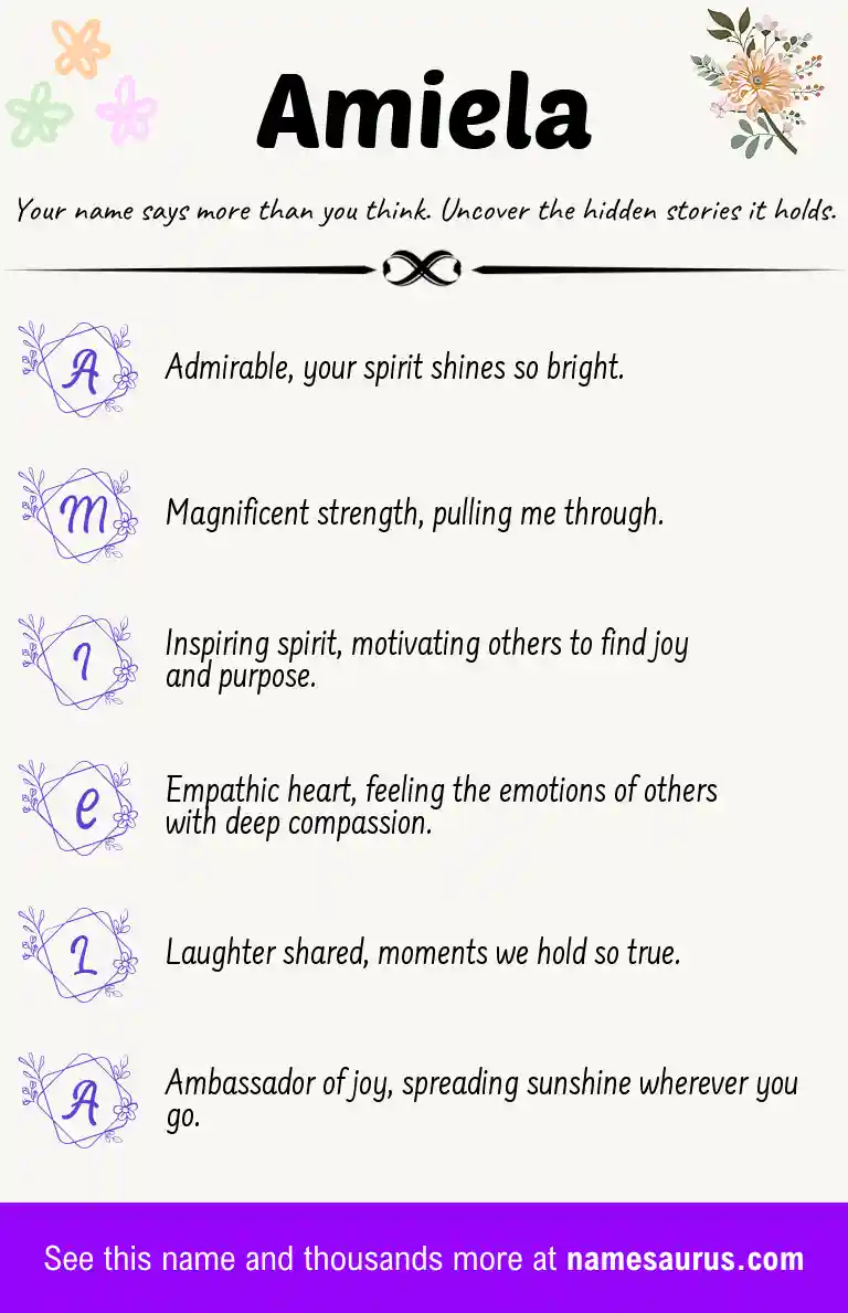 Acrostic poem about Amiela.