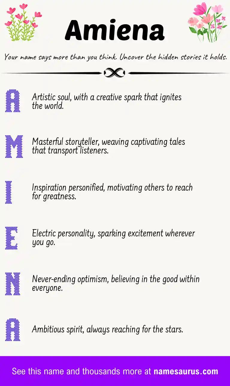 Acrostic poem about Amiena.