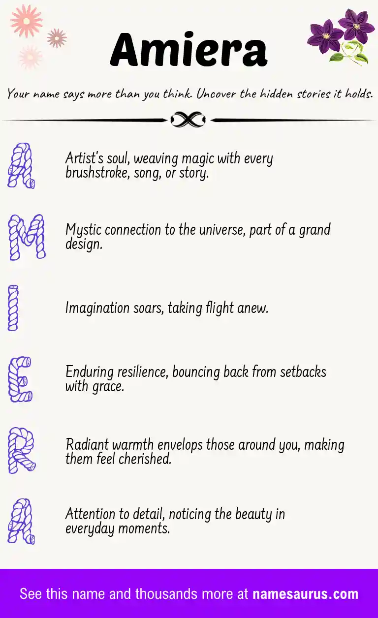 Acrostic poem about Amiera.