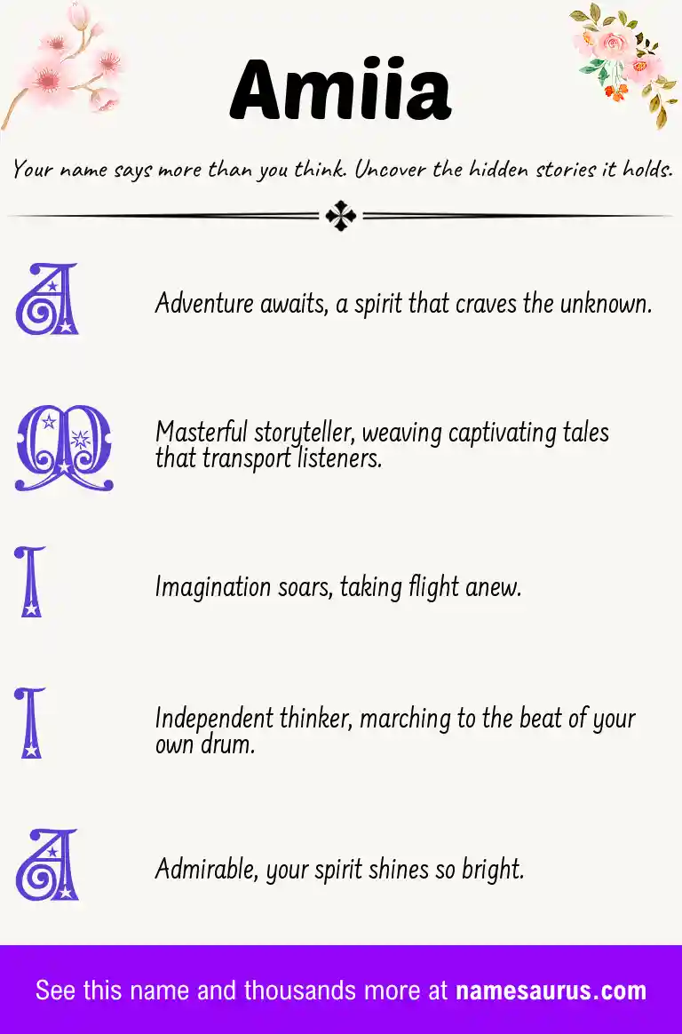 Acrostic poem about Amiia.