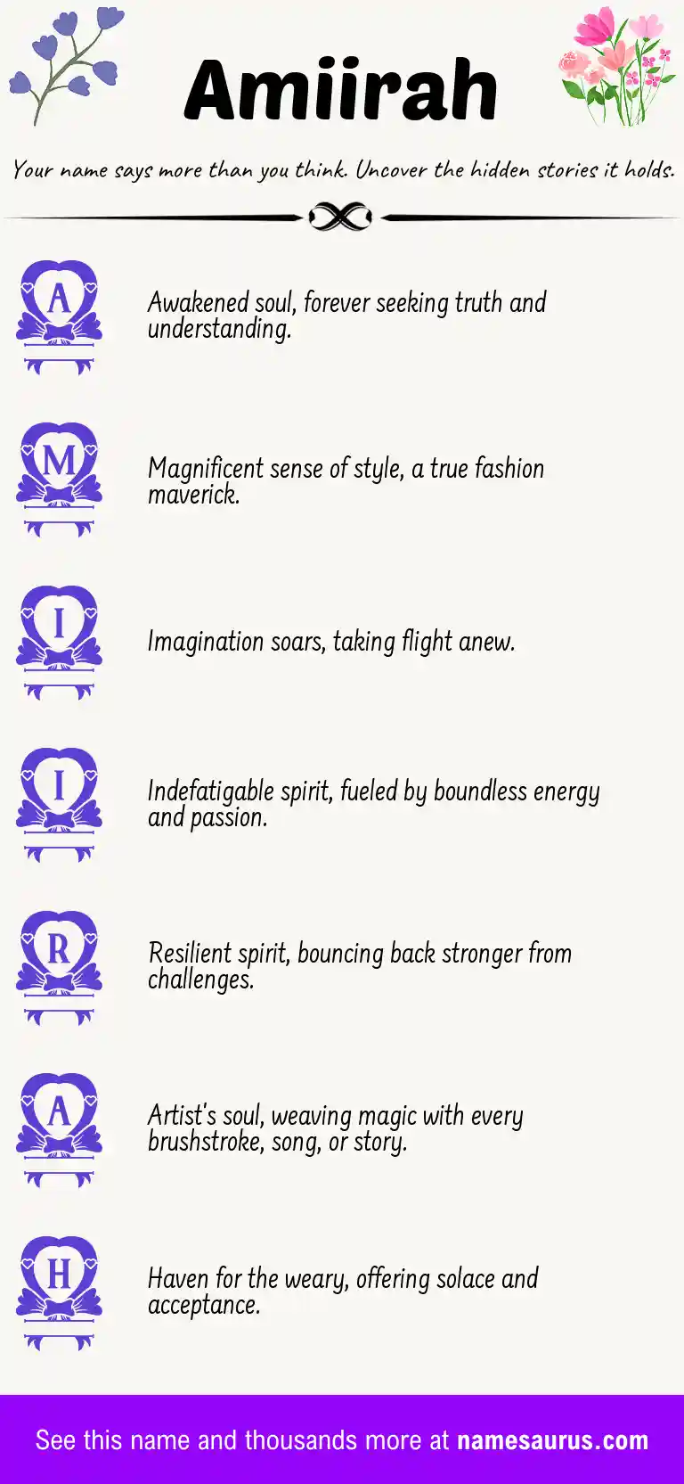 Acrostic poem about Amiirah.