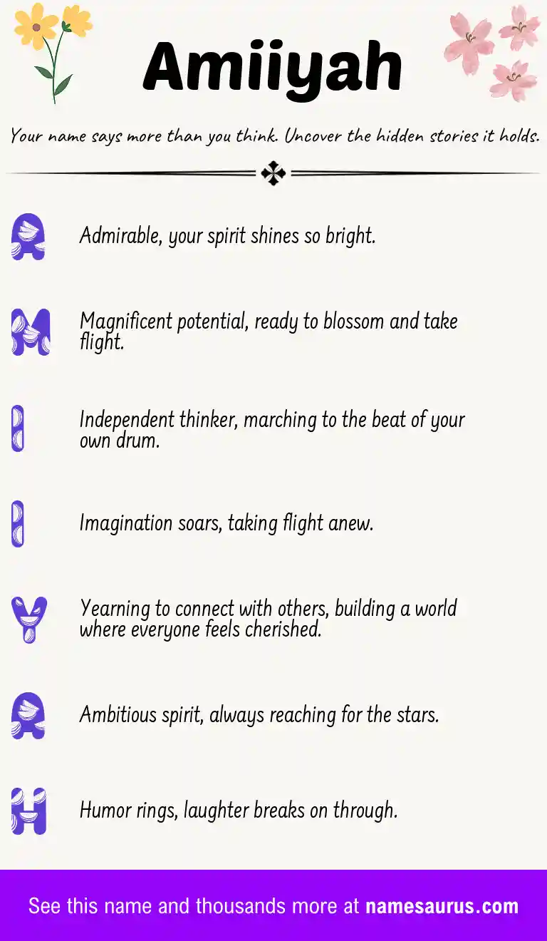 Acrostic poem about Amiiyah.