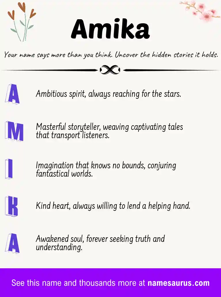 Acrostic poem about Amika.