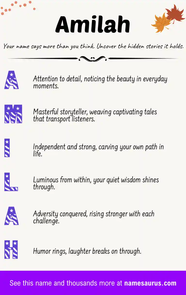 Acrostic poem about Amilah.