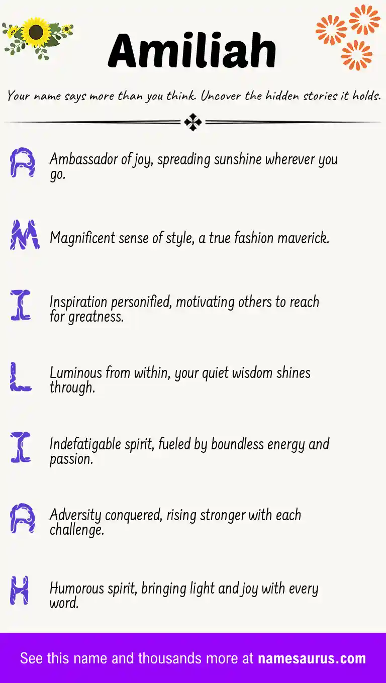 Acrostic poem about Amiliah.