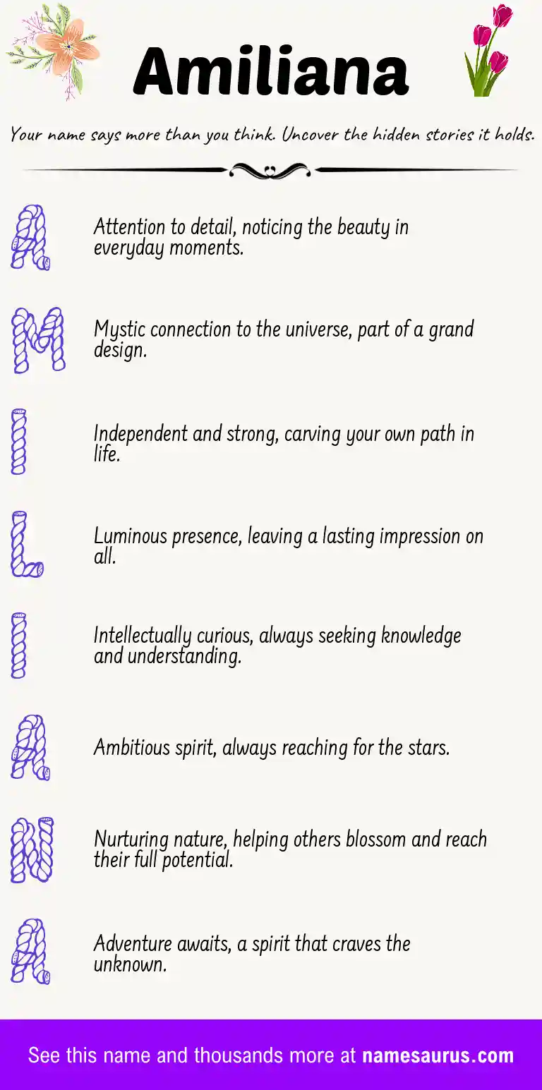 Acrostic poem about Amiliana.