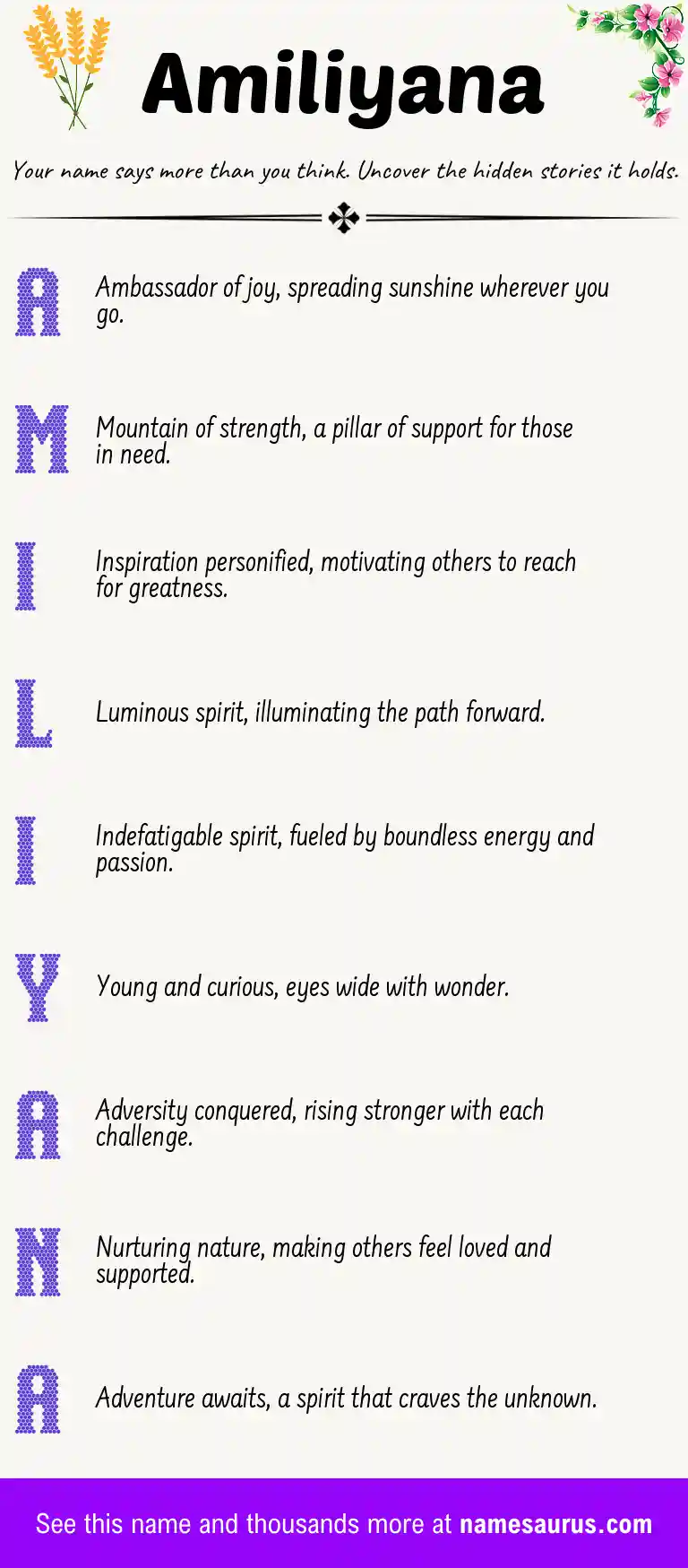 Acrostic poem about Amiliyana.