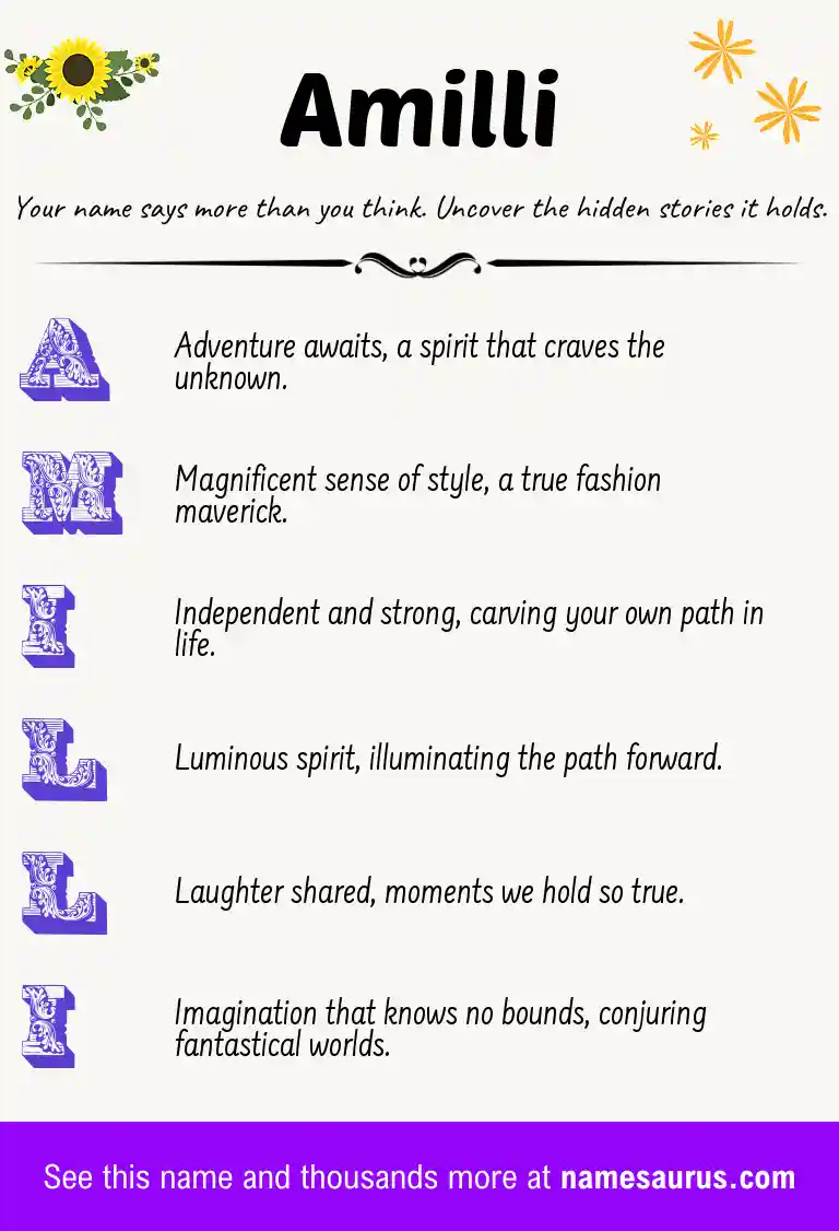 Acrostic poem about Amilli.