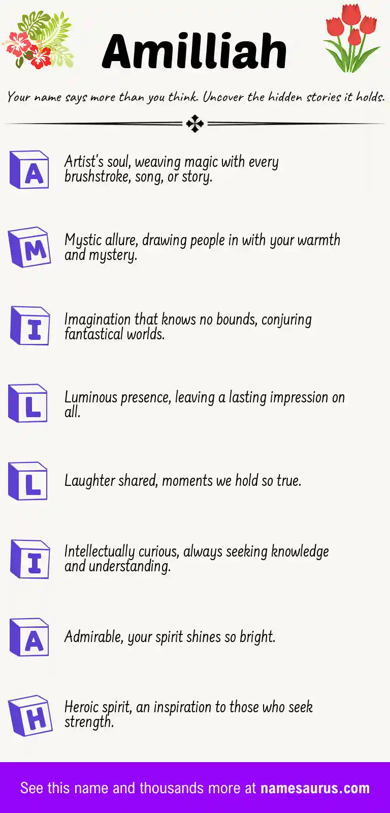 Acrostic poem about Amilliah.