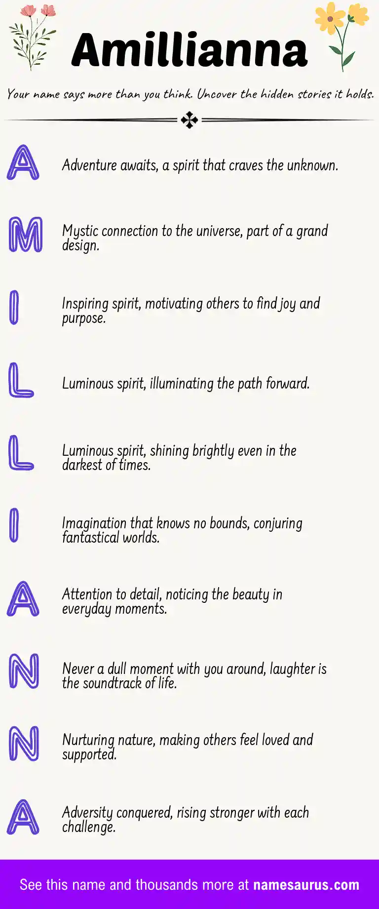 Acrostic poem about Amillianna.