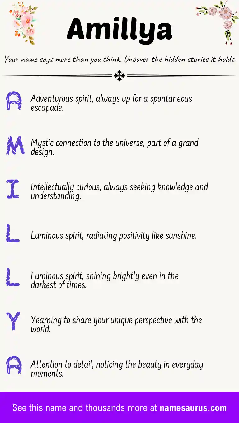 Acrostic poem about Amillya.