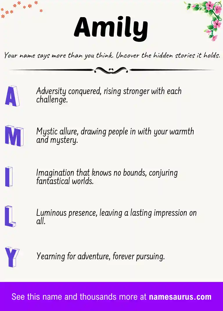 Acrostic poem about Amily.