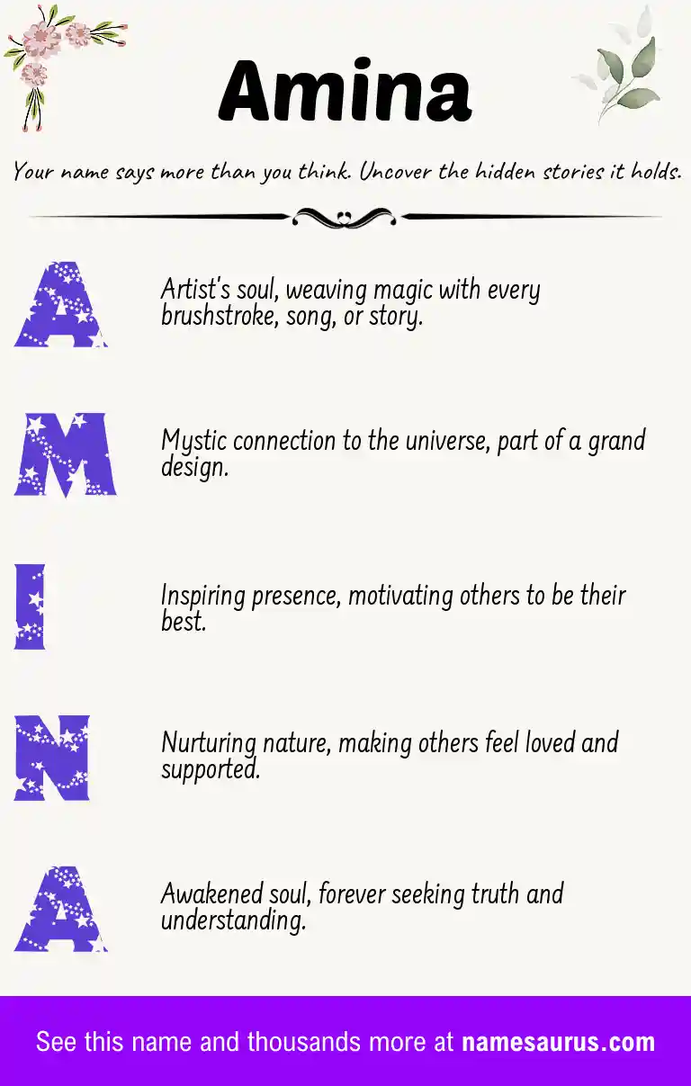 Acrostic poem about Amina.