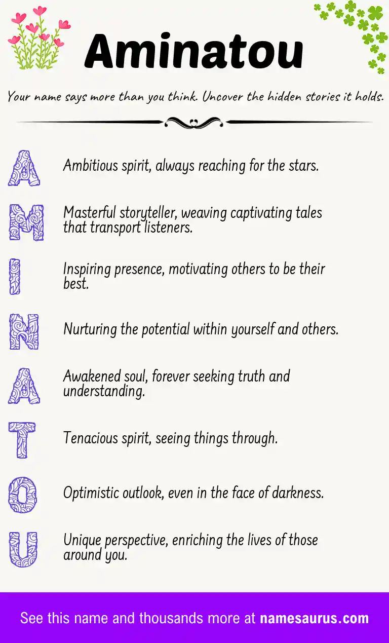 Acrostic poem about Aminatou.