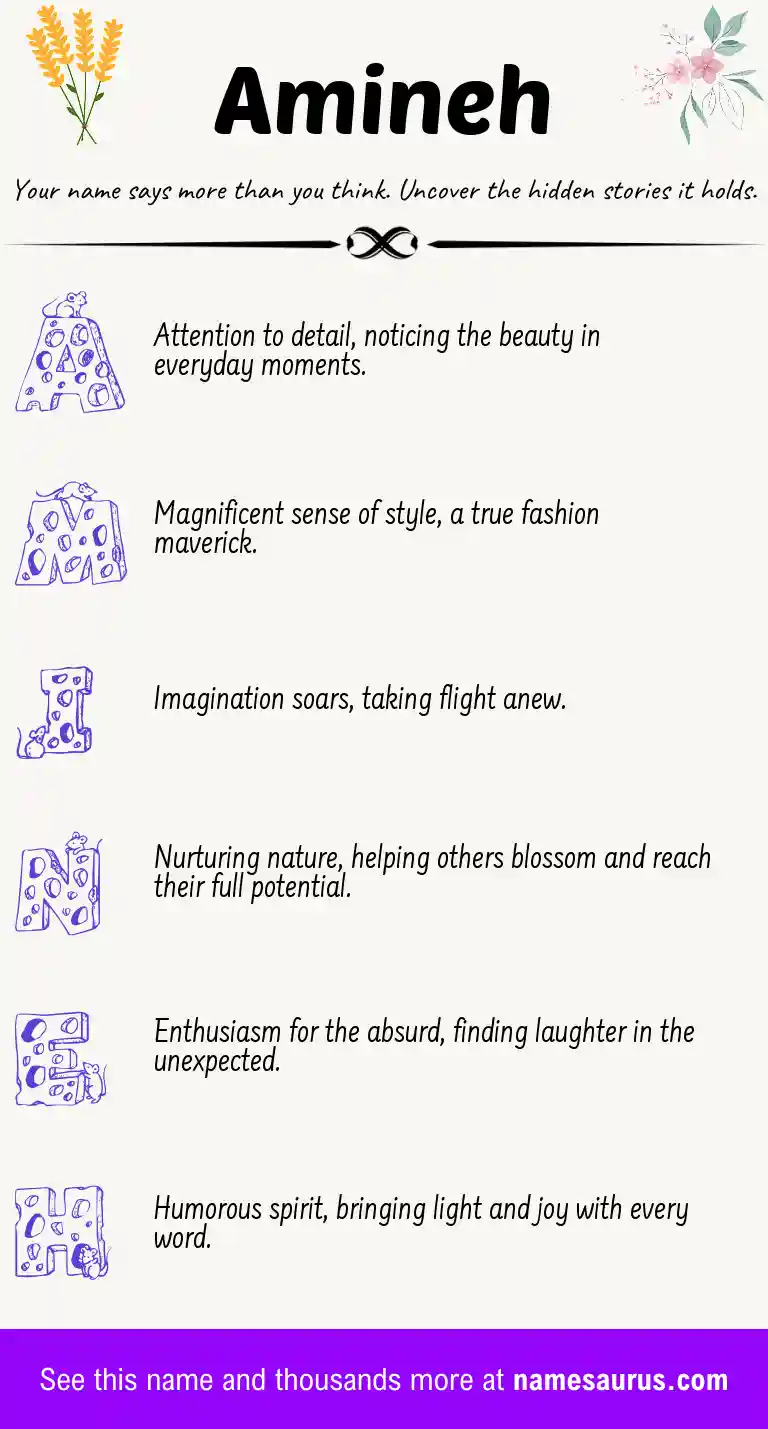 Acrostic poem about Amineh.