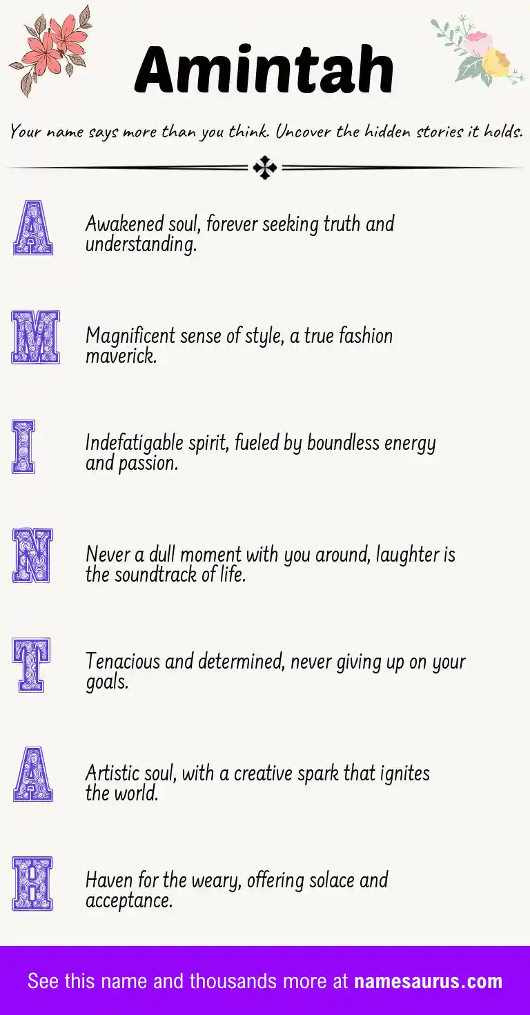 Acrostic poem about Amintah.