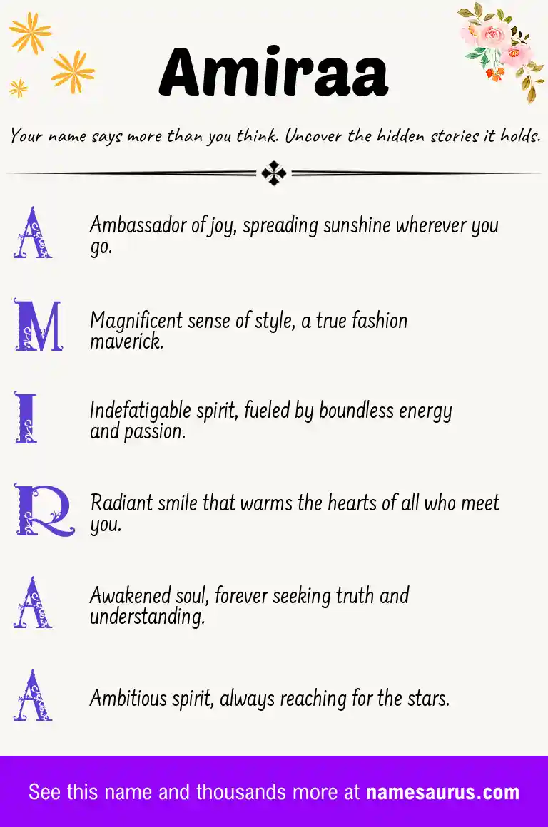 Acrostic poem about Amiraa.