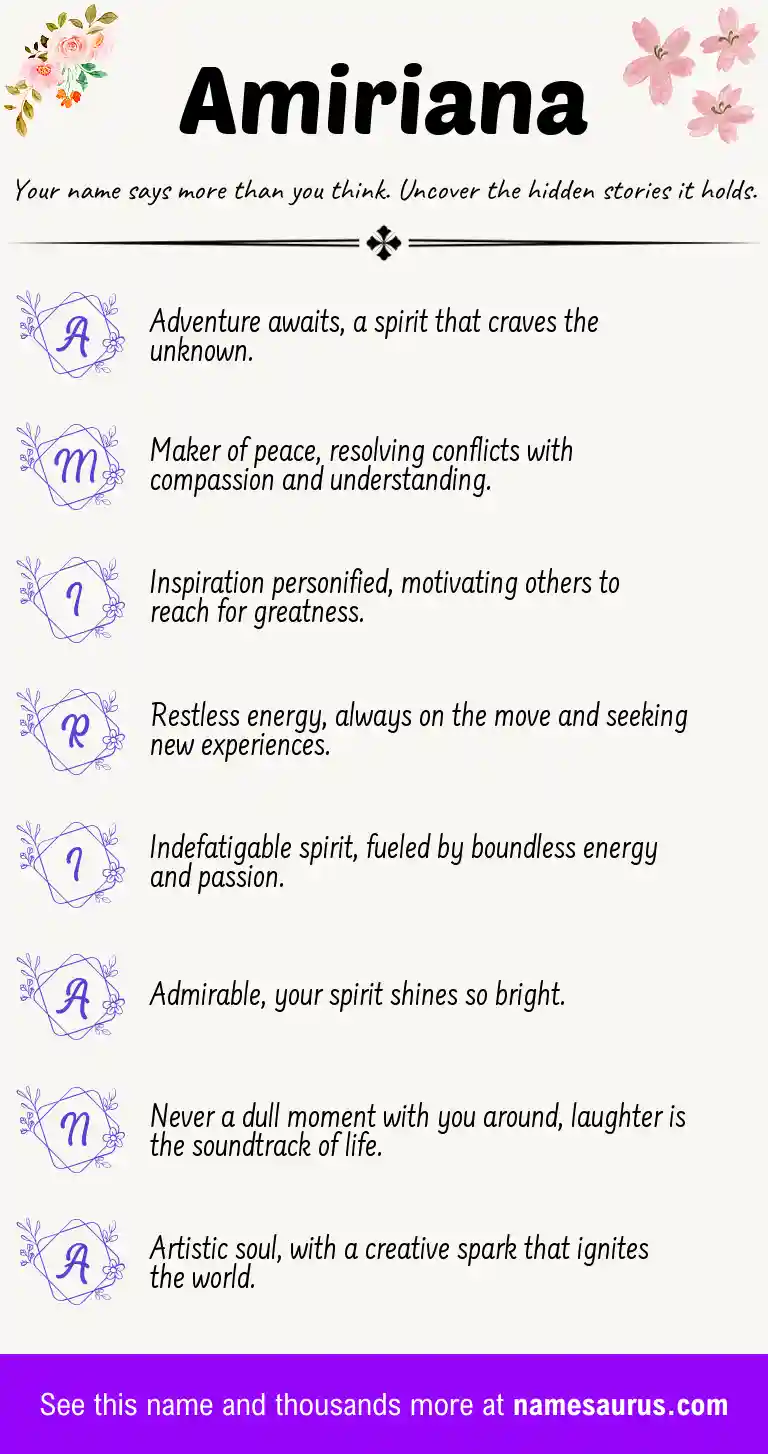 Acrostic poem about Amiriana.