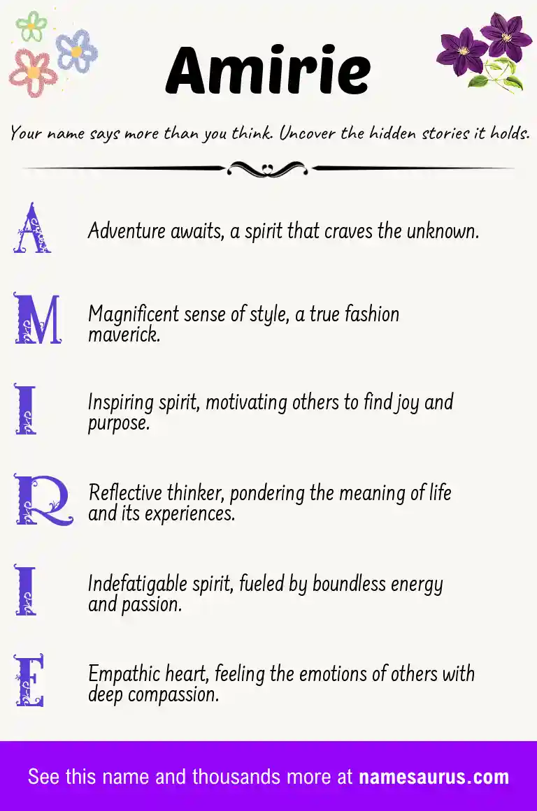 Acrostic poem about Amirie.