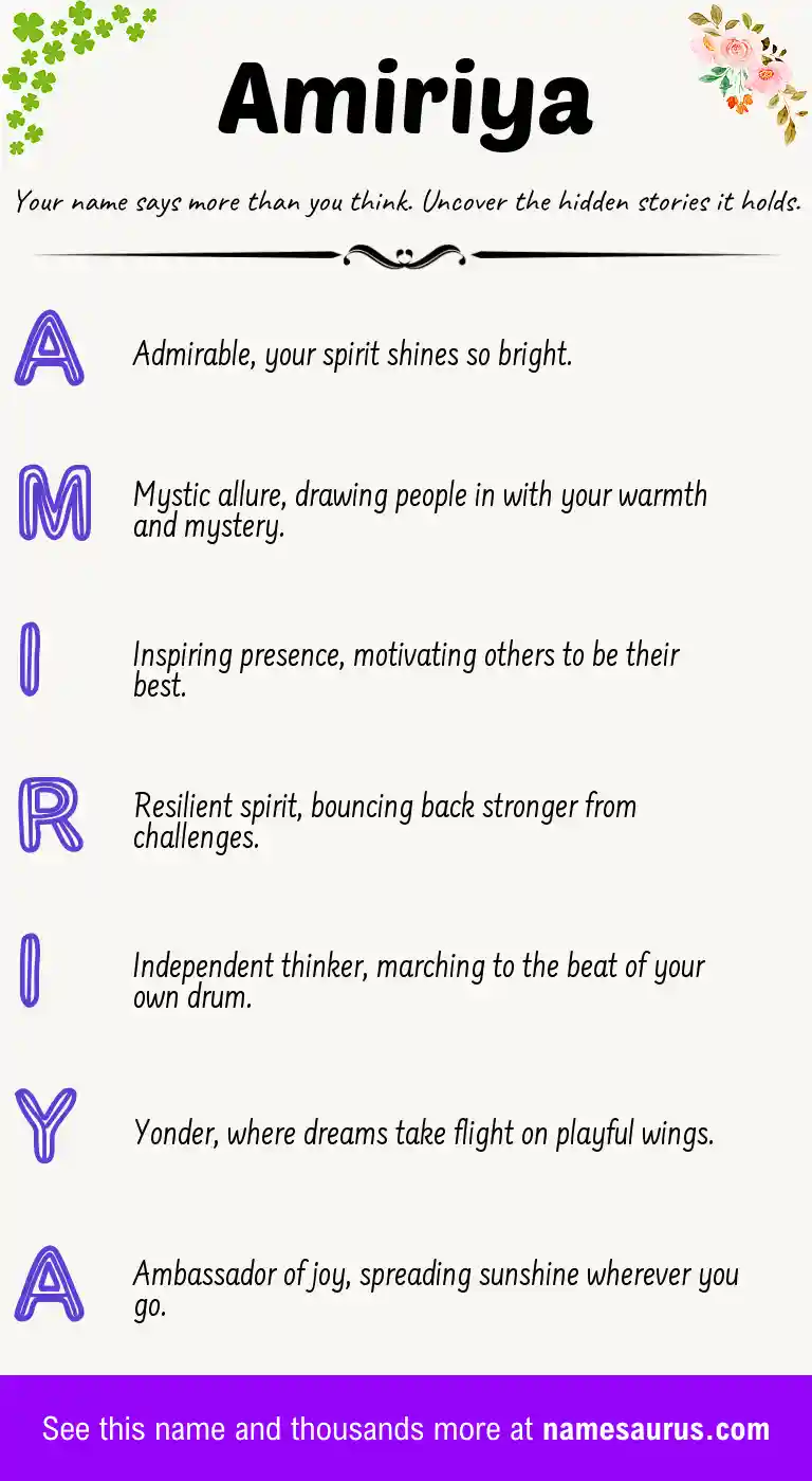 Acrostic poem about Amiriya.