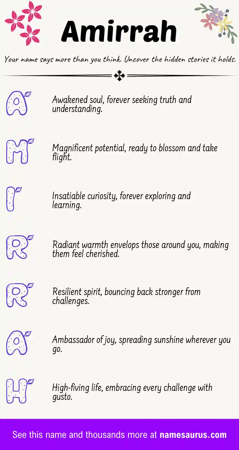 Acrostic poem about Amirrah.