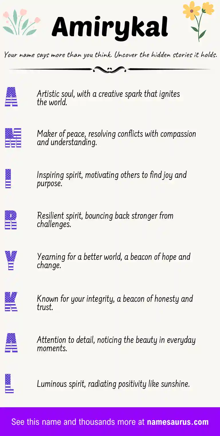 Acrostic poem about Amirykal.