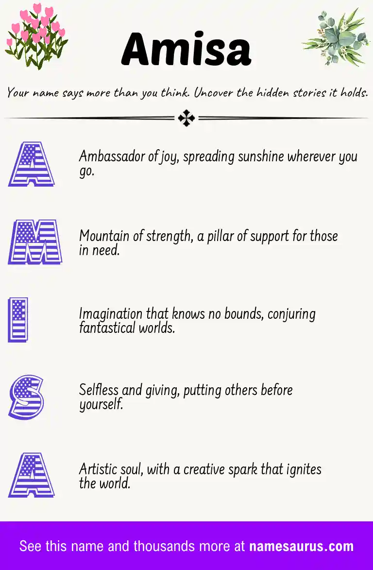Acrostic poem about Amisa.
