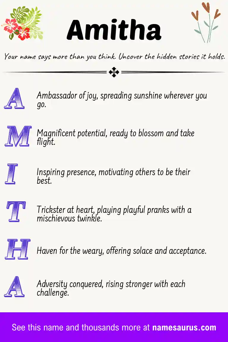 Acrostic poem about Amitha.