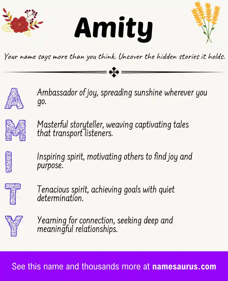 Acrostic poem about Amity.