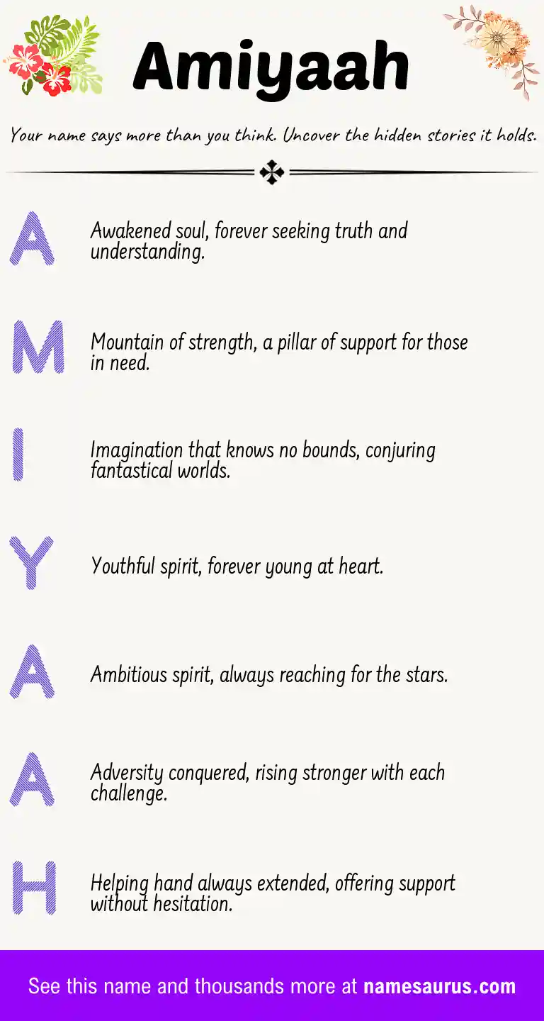 Acrostic poem about Amiyaah.