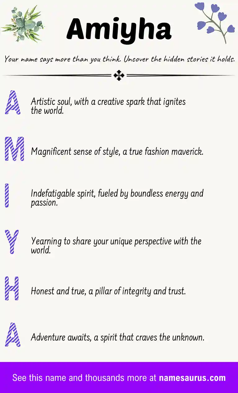 Acrostic poem about Amiyha.