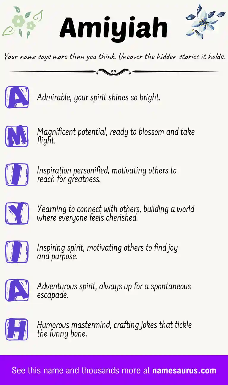 Acrostic poem about Amiyiah.