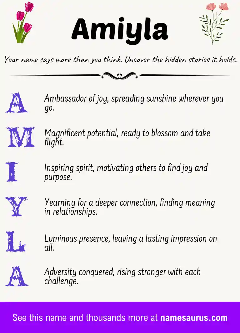 Acrostic poem about Amiyla.