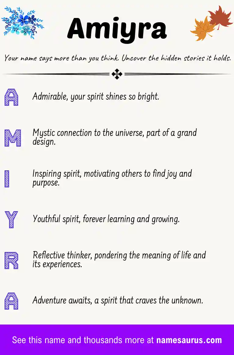 Acrostic poem about Amiyra.
