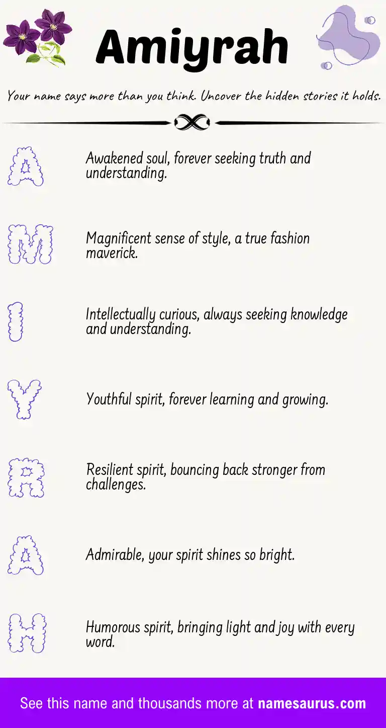 Acrostic poem about Amiyrah.