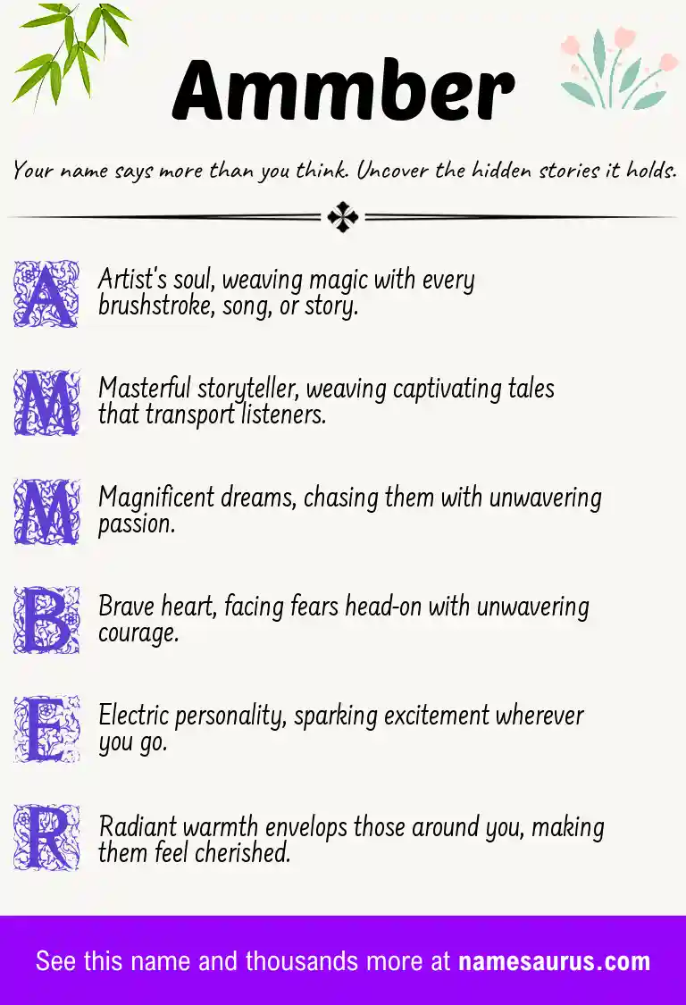 Acrostic poem about Ammber.