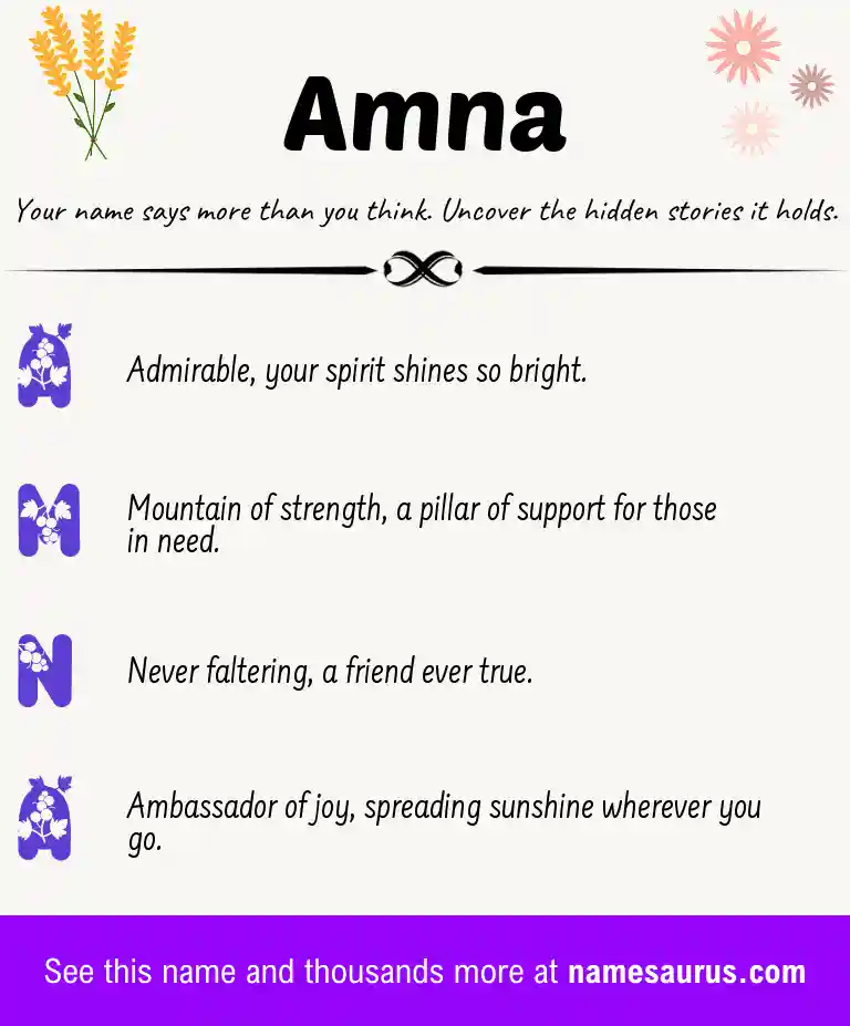 Acrostic poem about Amna.