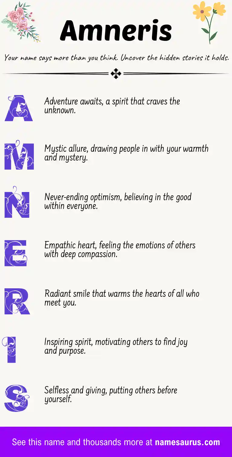 Acrostic poem about Amneris.