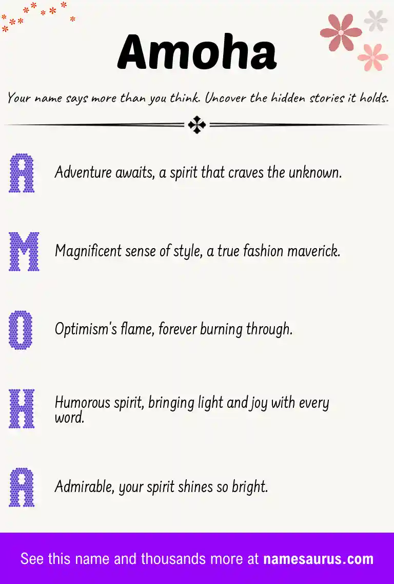 Acrostic poem about Amoha.