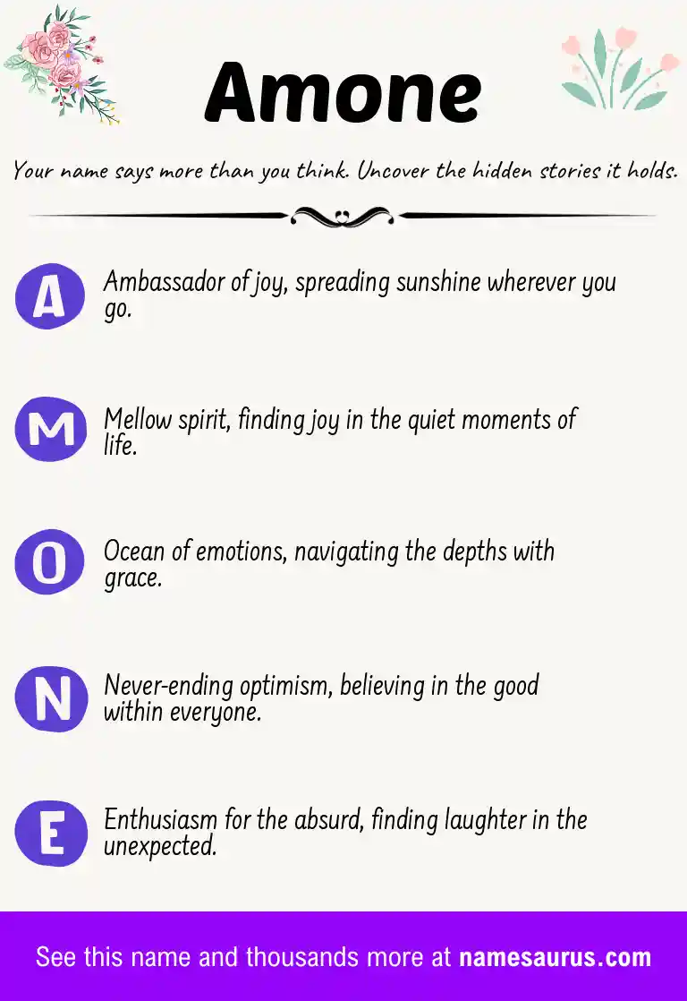 Acrostic poem about Amone.