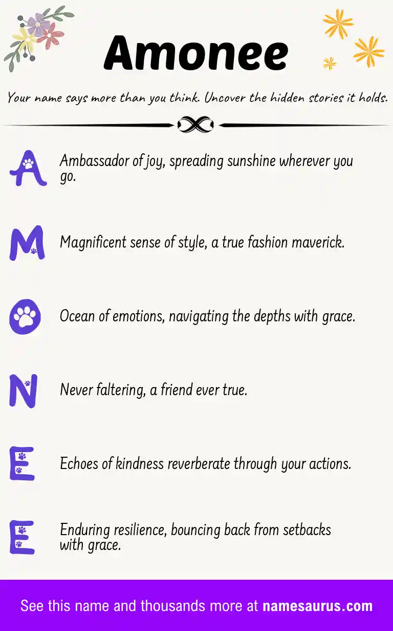 Acrostic poem about Amonee.