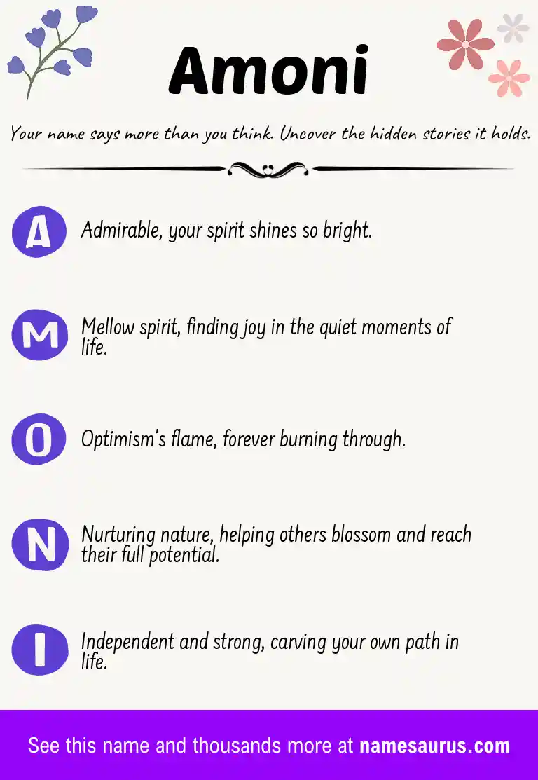 Acrostic poem about Amoni.