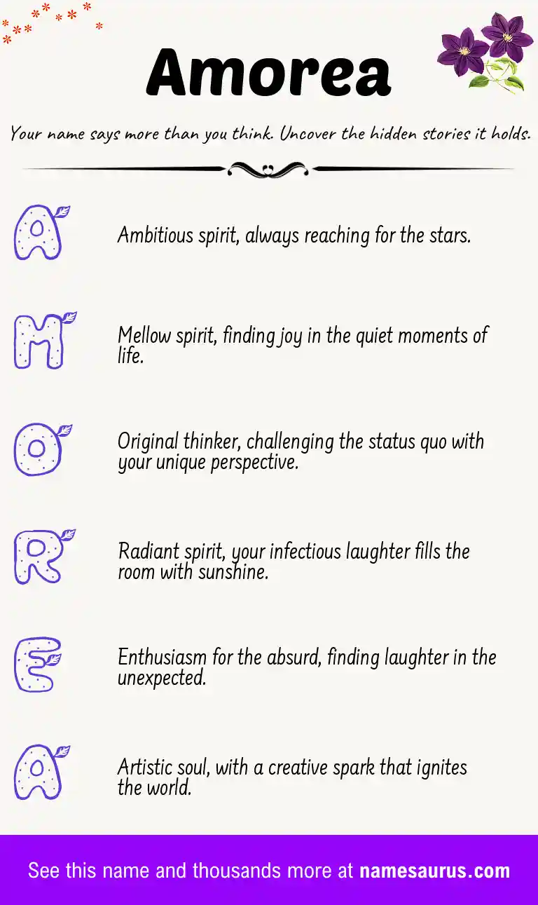 Acrostic poem about Amorea.