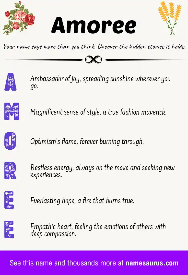 Acrostic poem about Amoree.