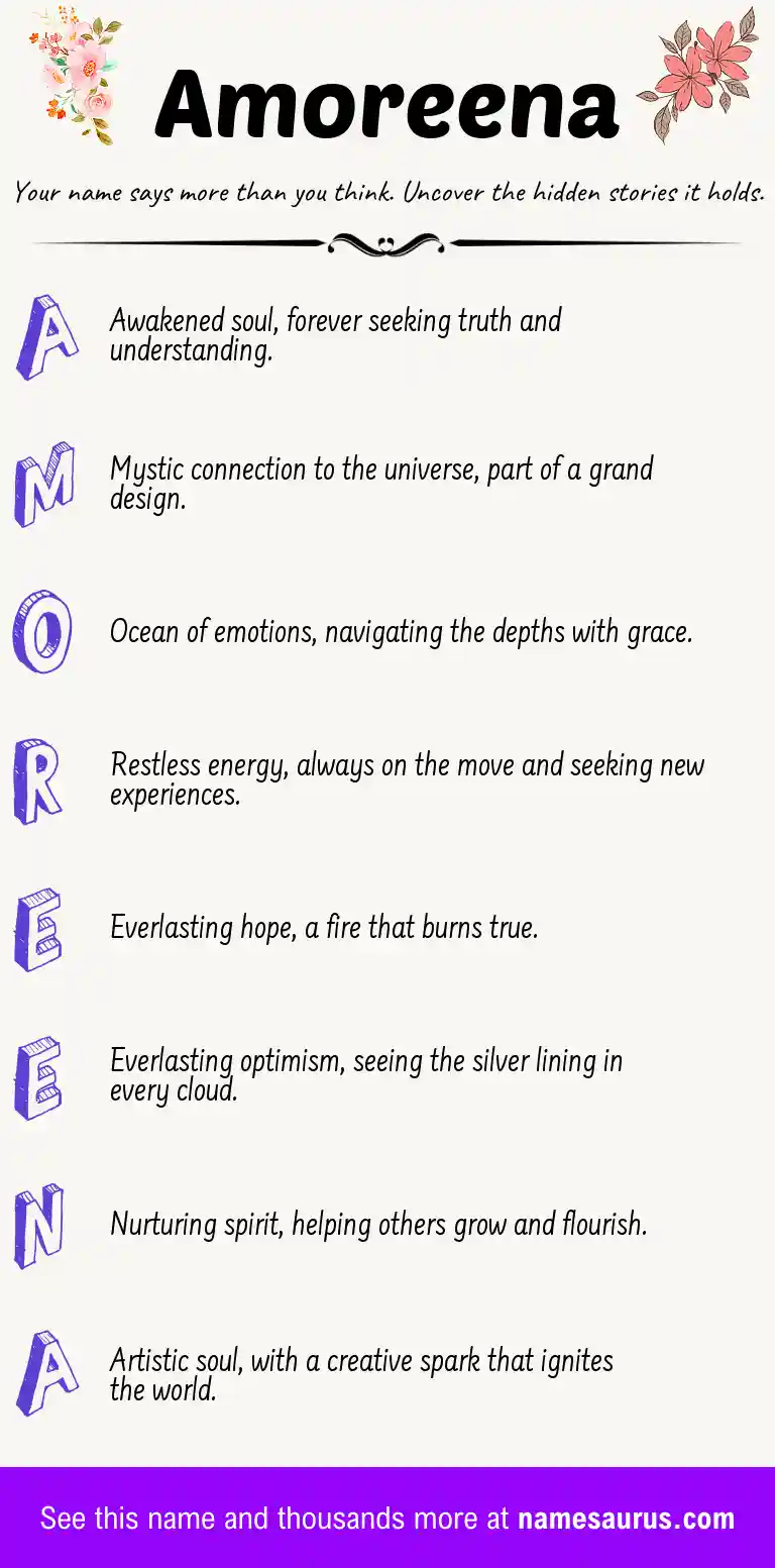 Acrostic poem about Amoreena.