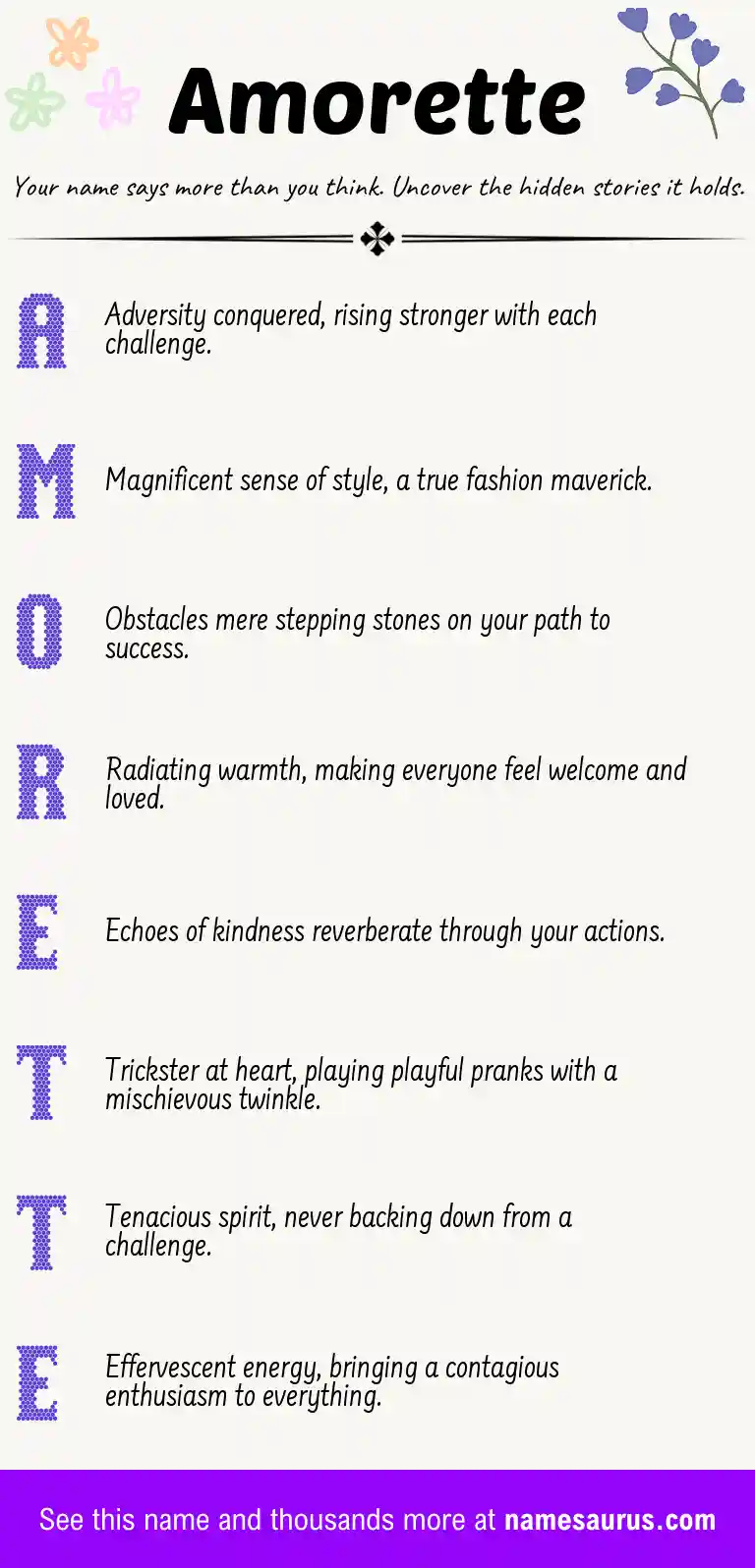 Acrostic poem about Amorette.