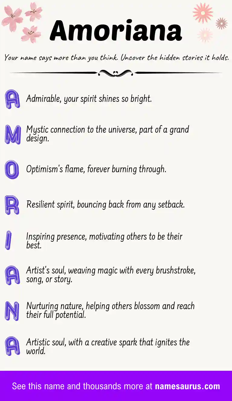 Acrostic poem about Amoriana.