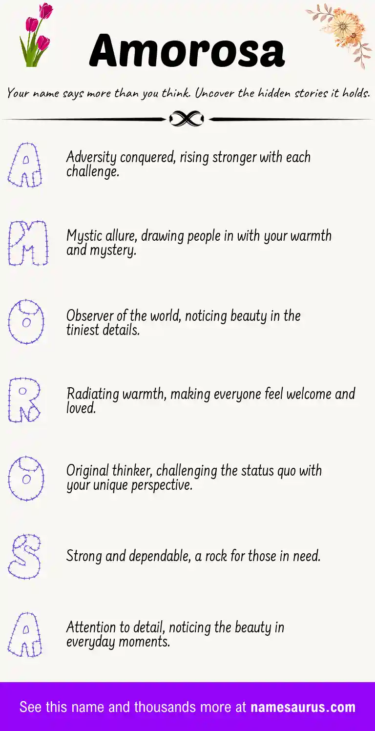 Acrostic poem about Amorosa.