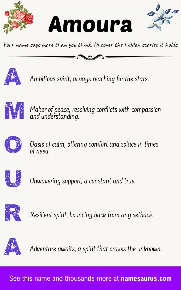 Acrostic poem about Amoura.