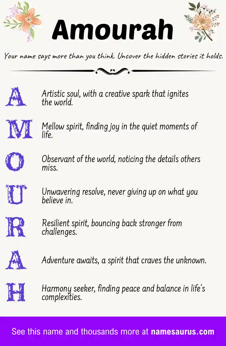 Acrostic poem about Amourah.